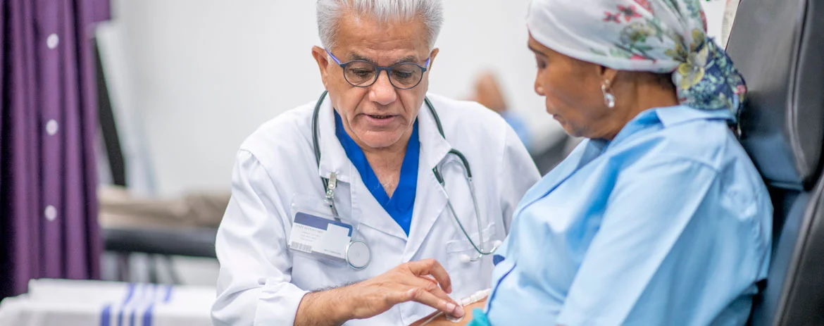 doctor tending to patient